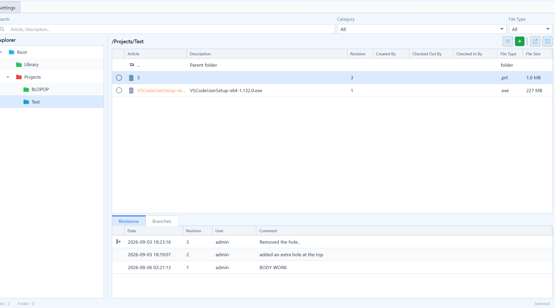 desktop view of software