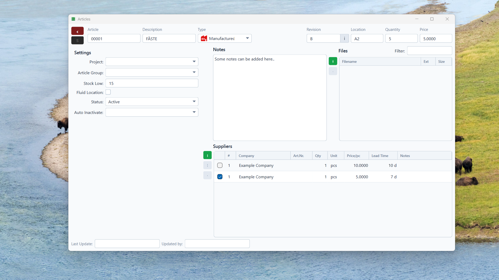 desktop view of software